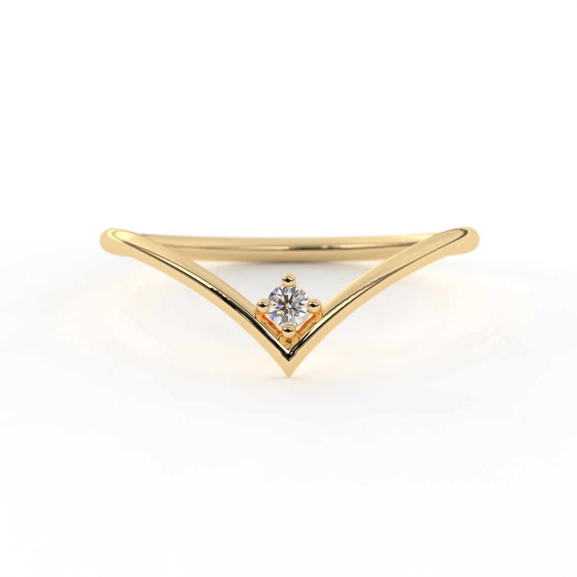 Wishbone Ring 14K Gold Diamond
