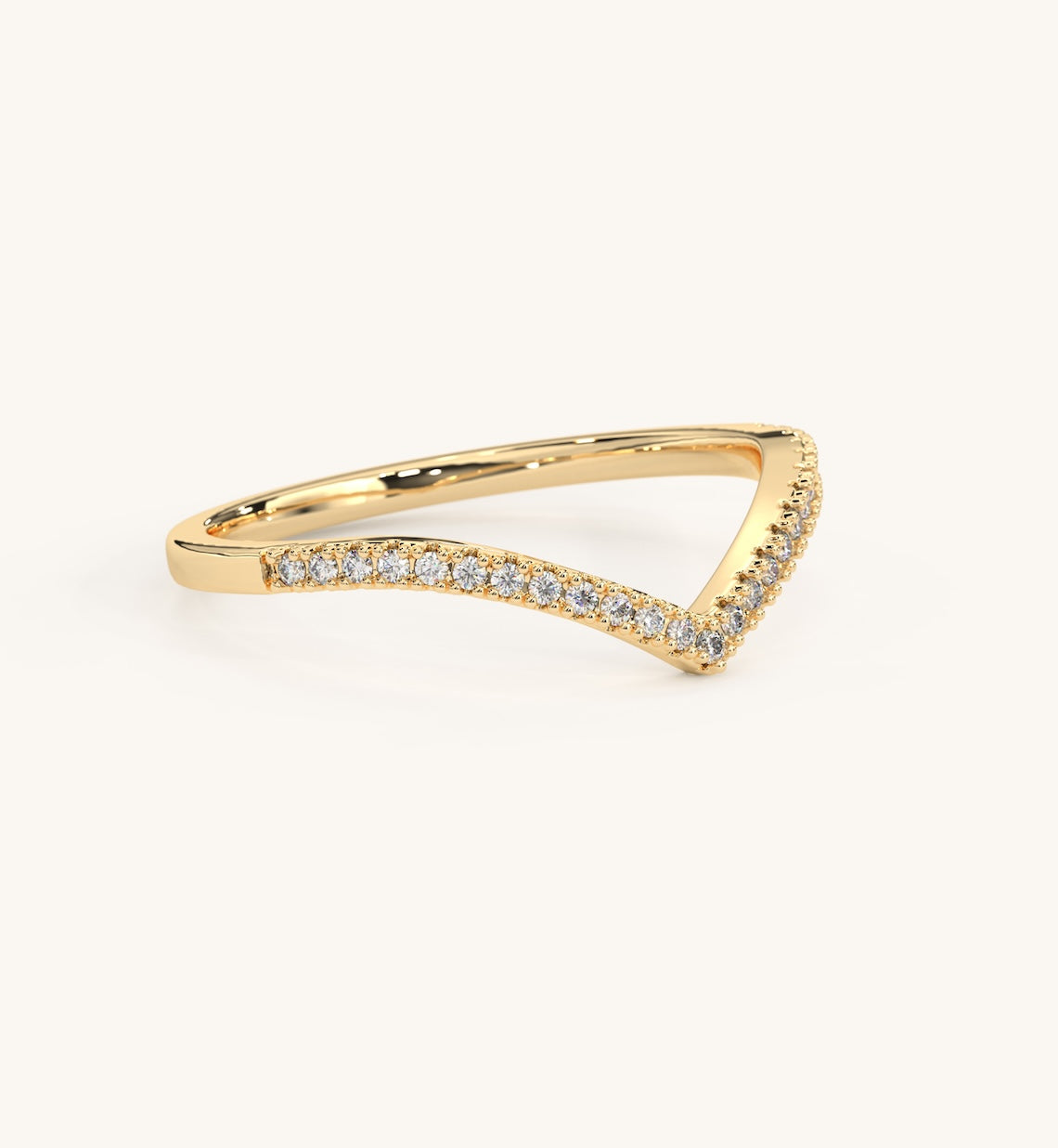 14k Gold Vermeil Diamond Chevron Ring