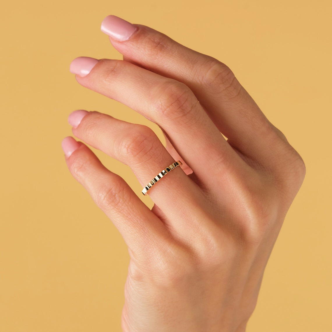 14k Gold Ridged Wedding Band