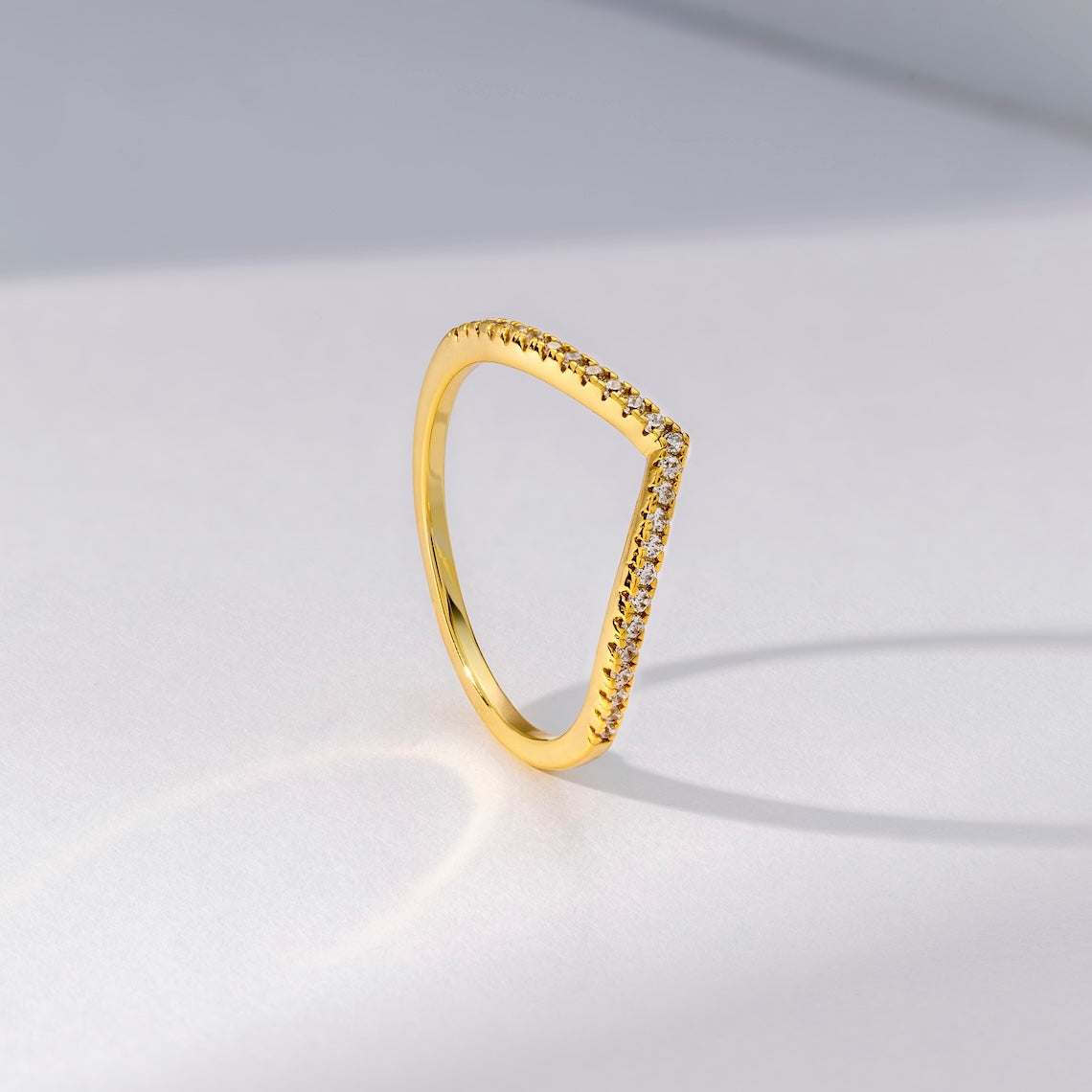 14k Gold Vermeil Diamond Chevron Ring