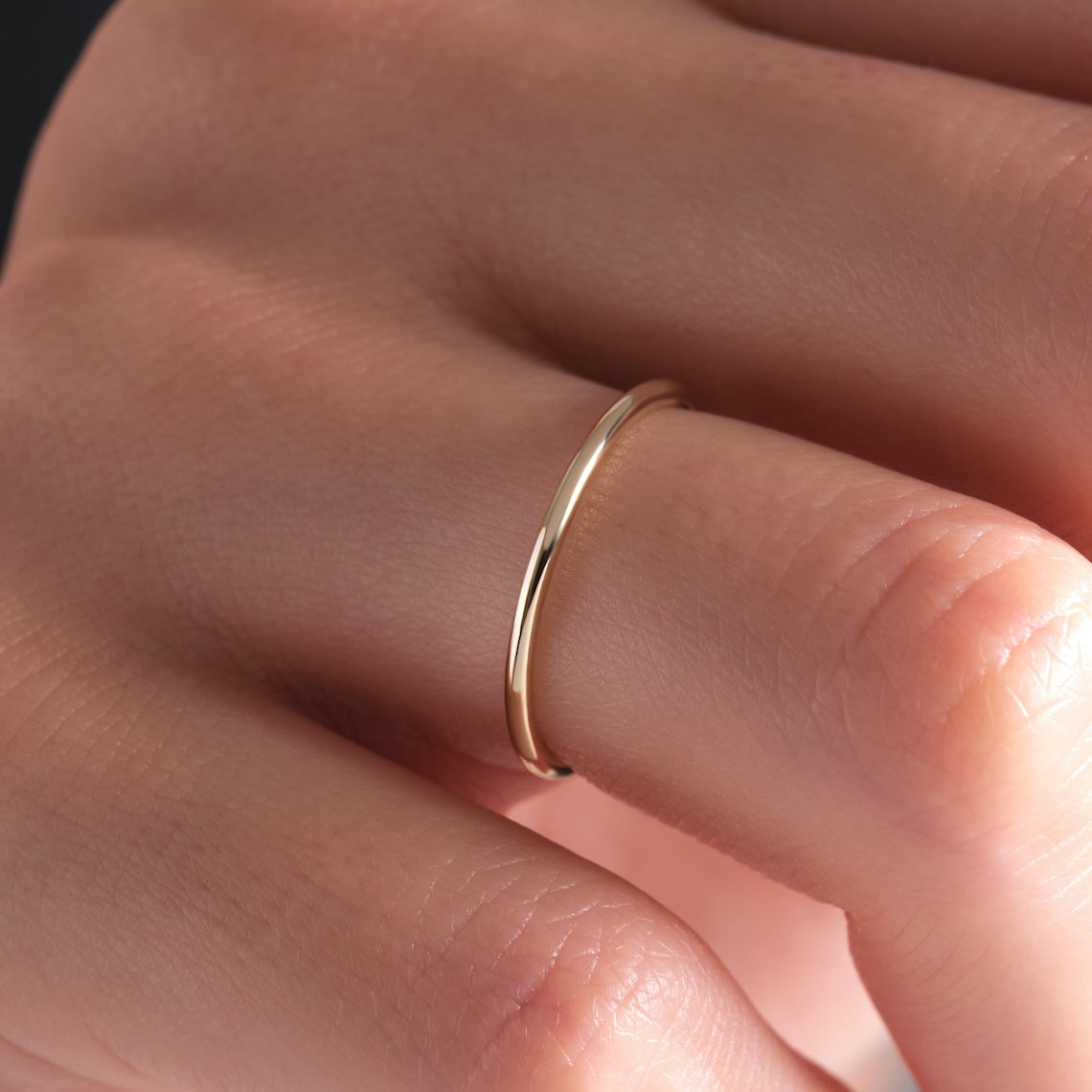 14k Gold Classic Wedding Band, Lily