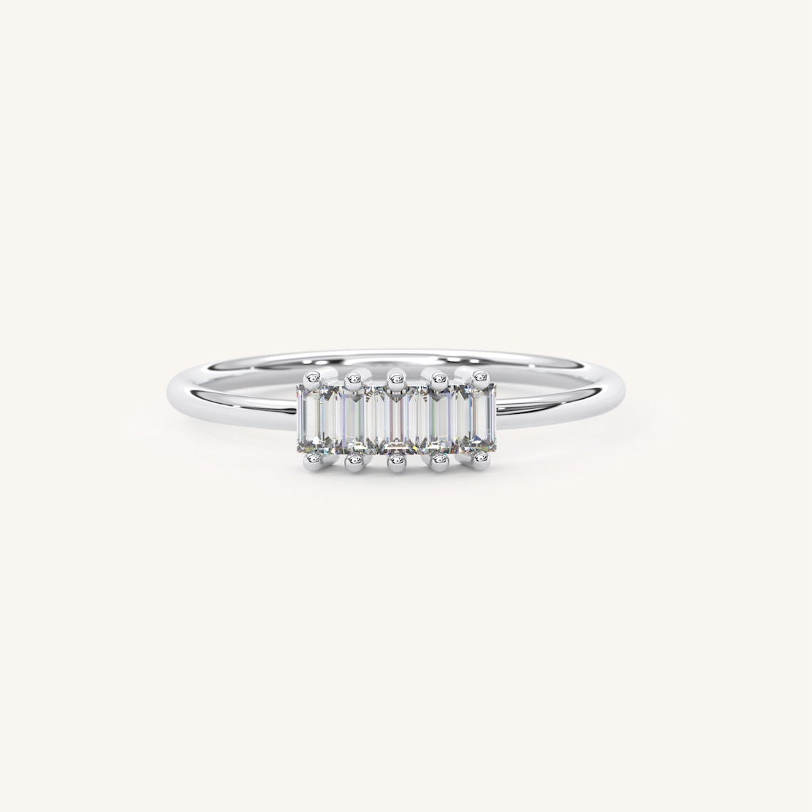 Elegant Baguette Cut Diamond Engagement Rıng 14k Gold