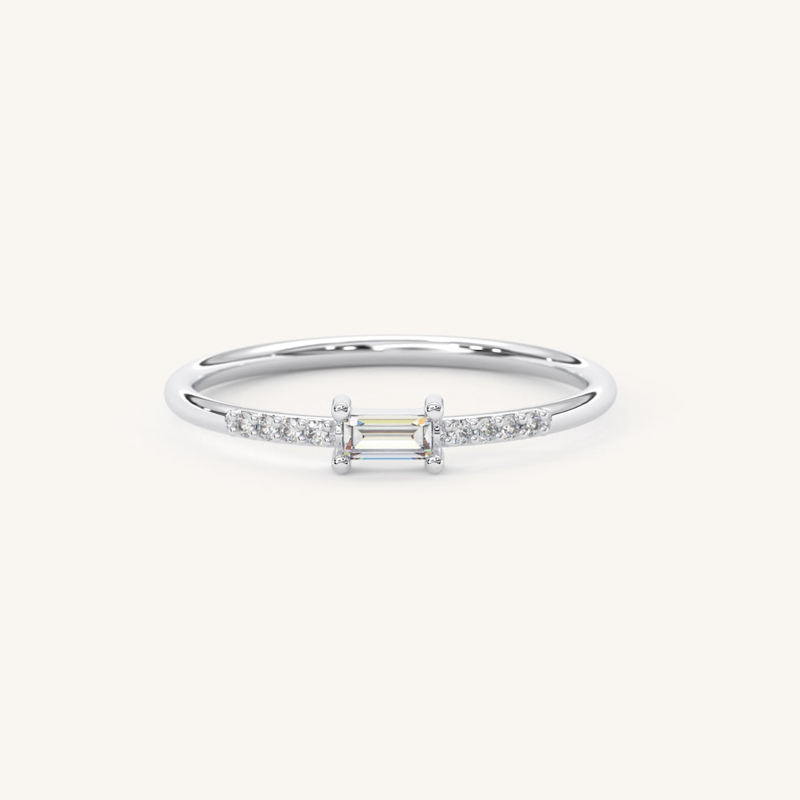 Baguette Diamond Engagement Ring 14k Gold