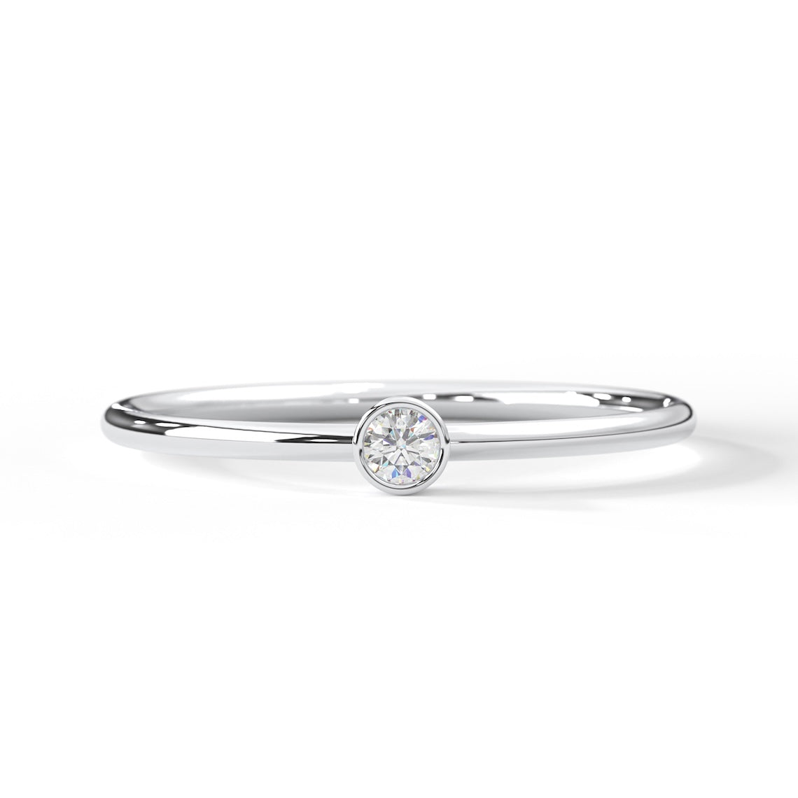 Bezel Set Solitaire Engagement Ring 14k Gold