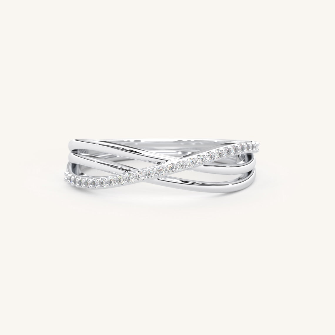 Triple Band Crossover Ring 14k Gold