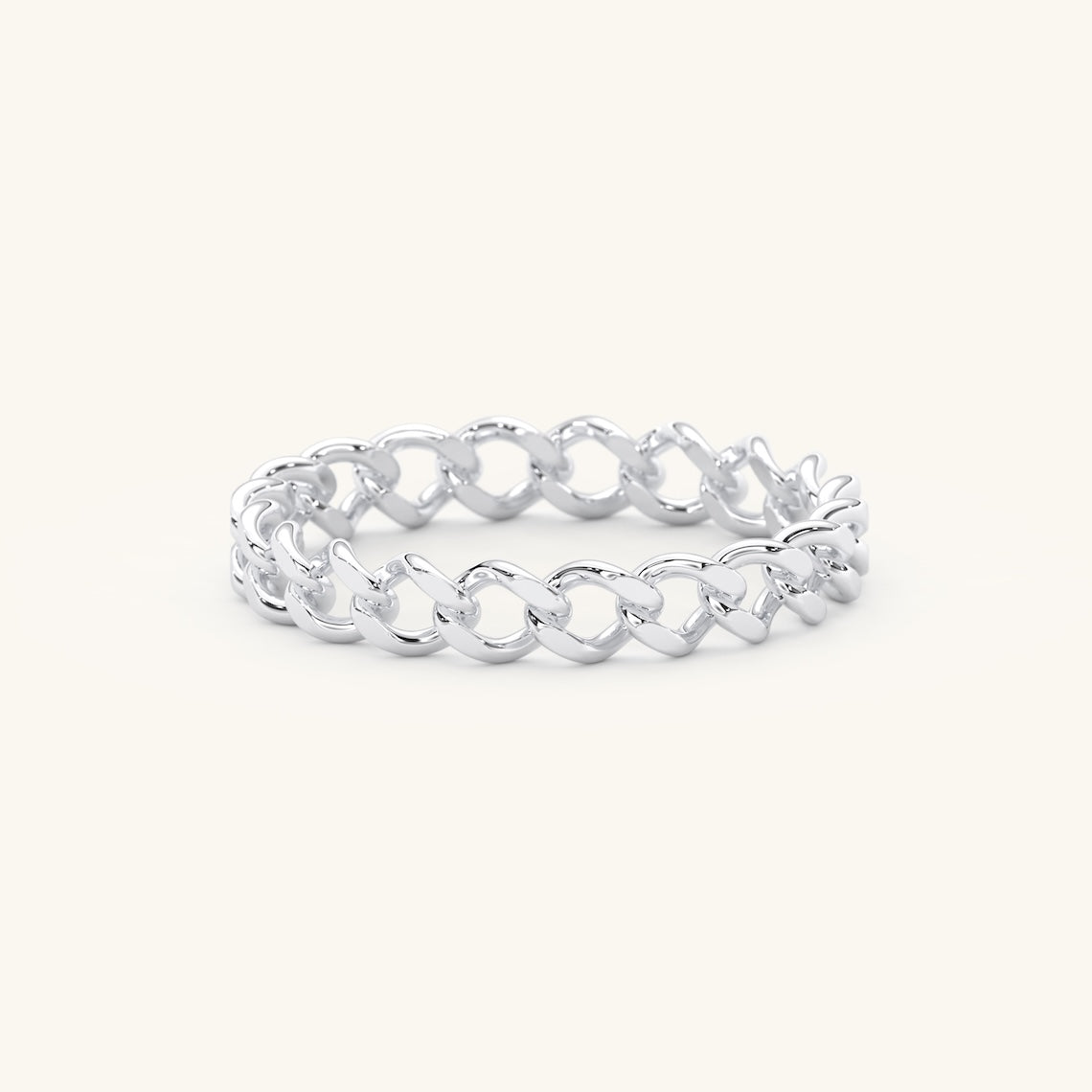 white gold cuban link ring