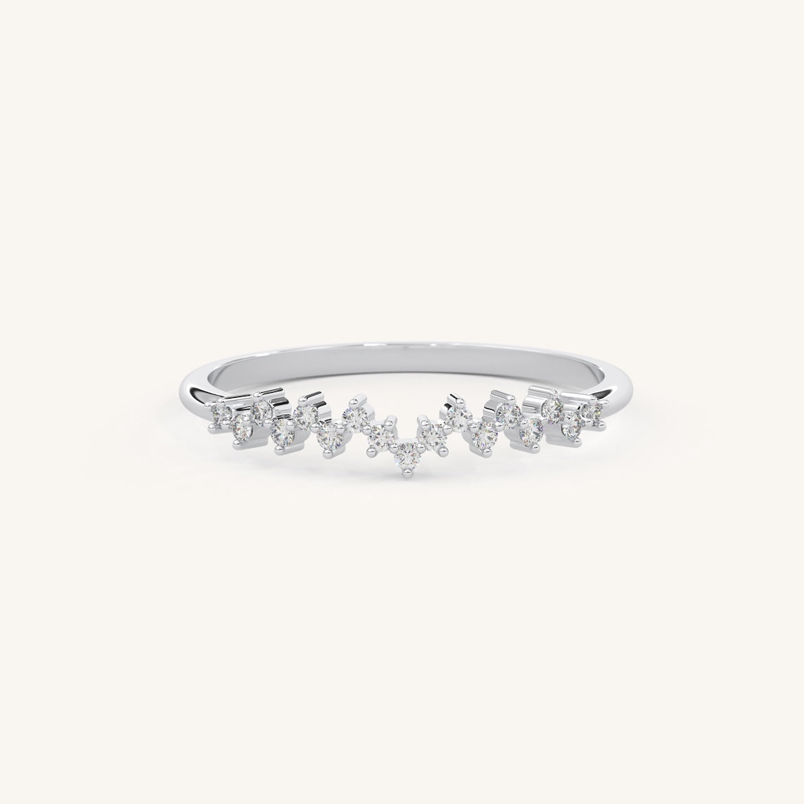 Diamond Cluster Ring Pave Wedding Band 14K Gold, Selene