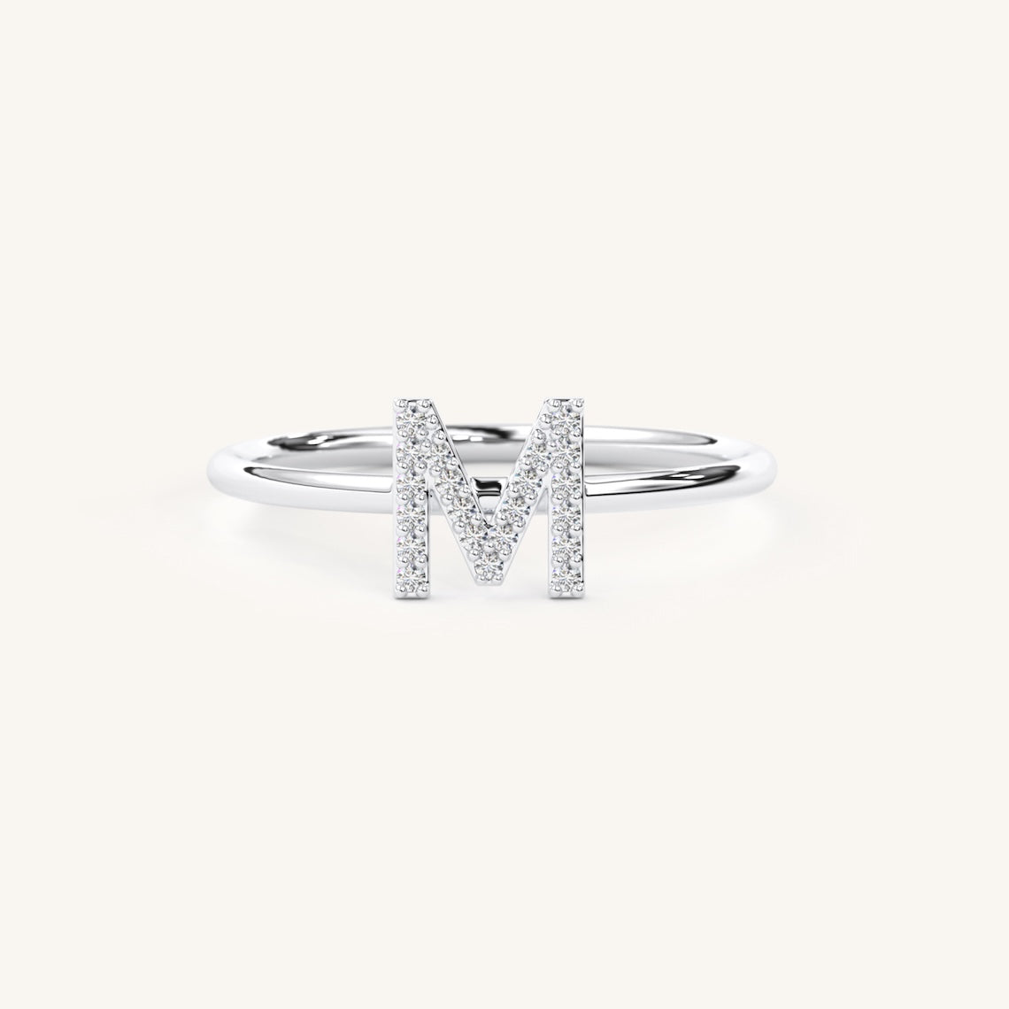 white gold custom initial ring