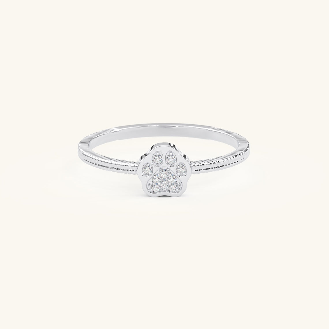 14k Gold Paw Diamond Ring