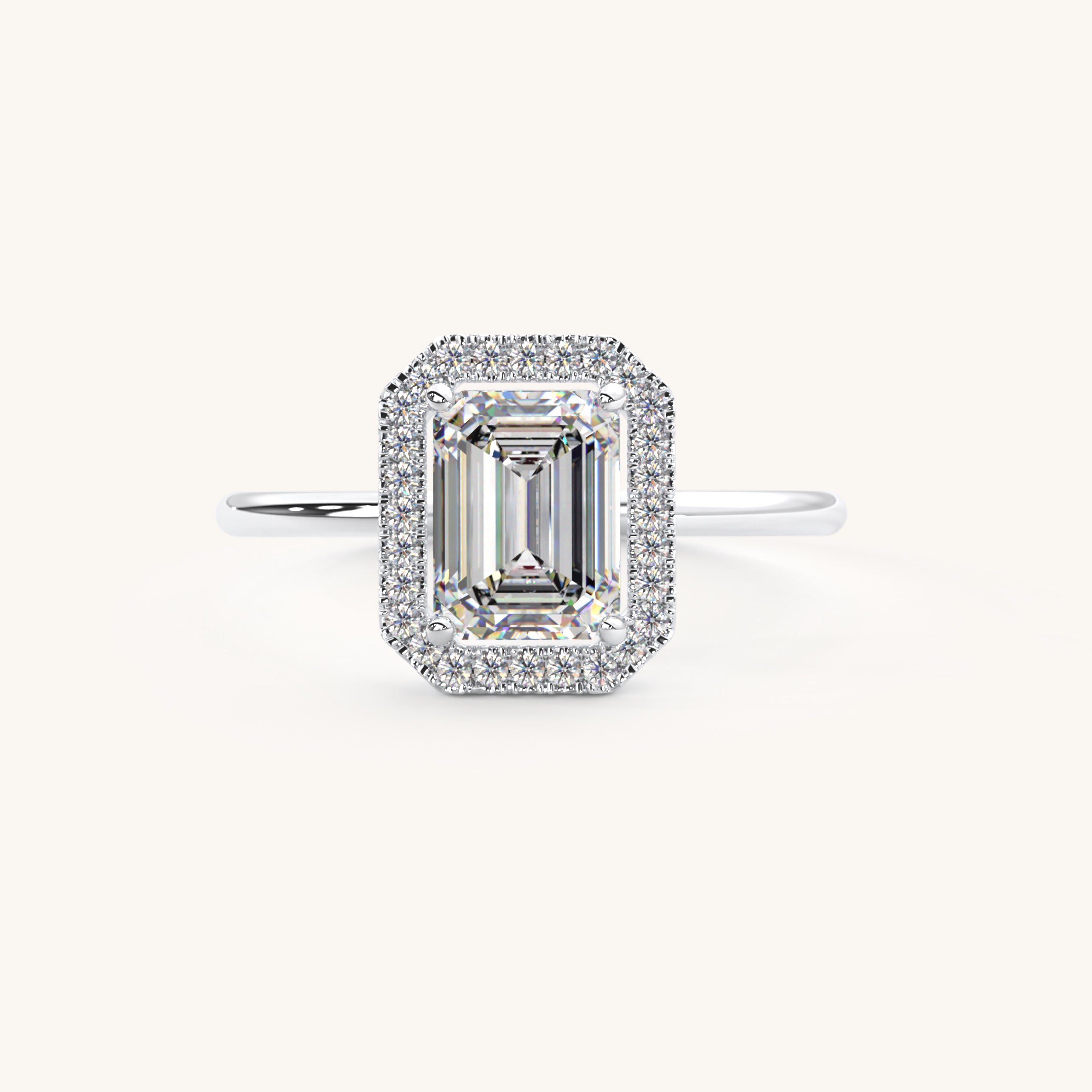 Emerald Cut Diamond Halo Ring 14k Gold