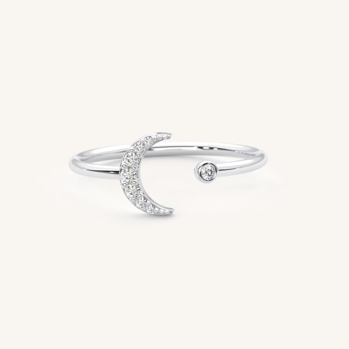 Diamond Crescent Moon Ring 14k Gold