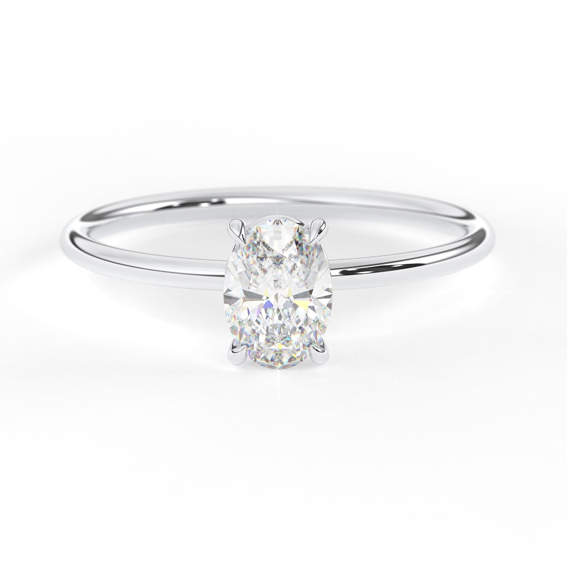 14 K Gold Oval Cut Solitaire Diamond Ring, Vega