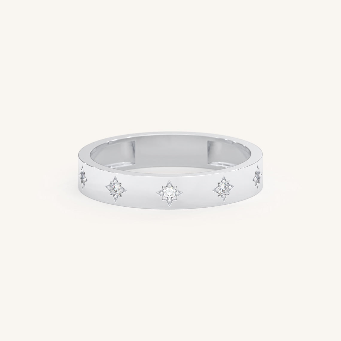 white gold star diamond ring