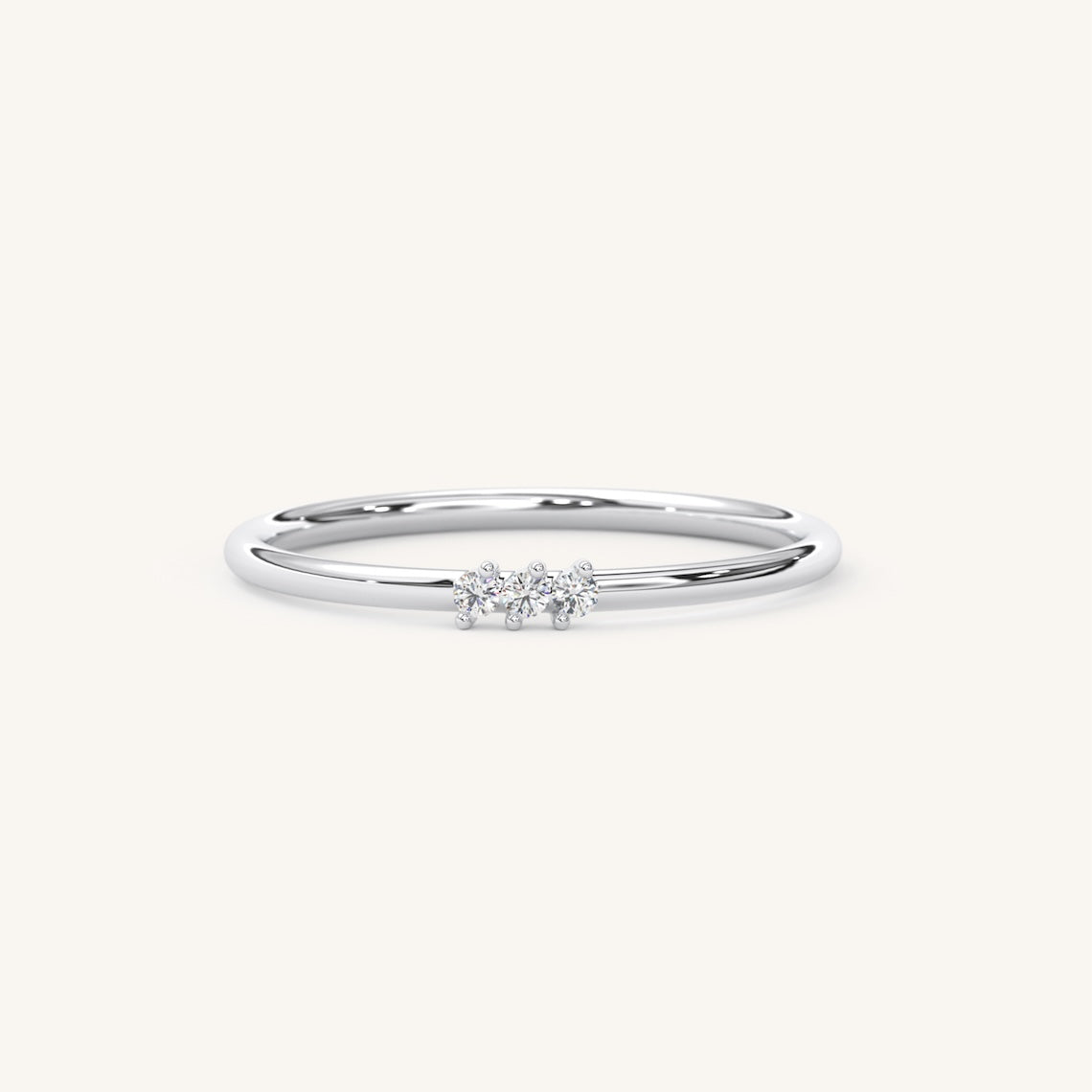 Dainty Diamond Three Stone Stacking Ring 14k Gold