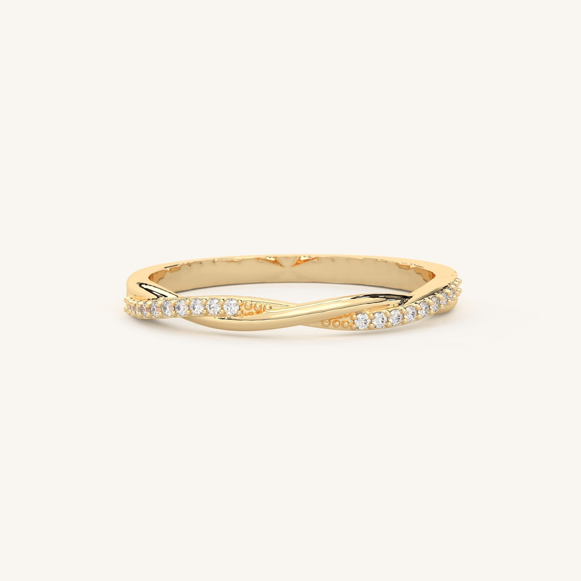Petite Twisted Engagement Ring 14K Gold
