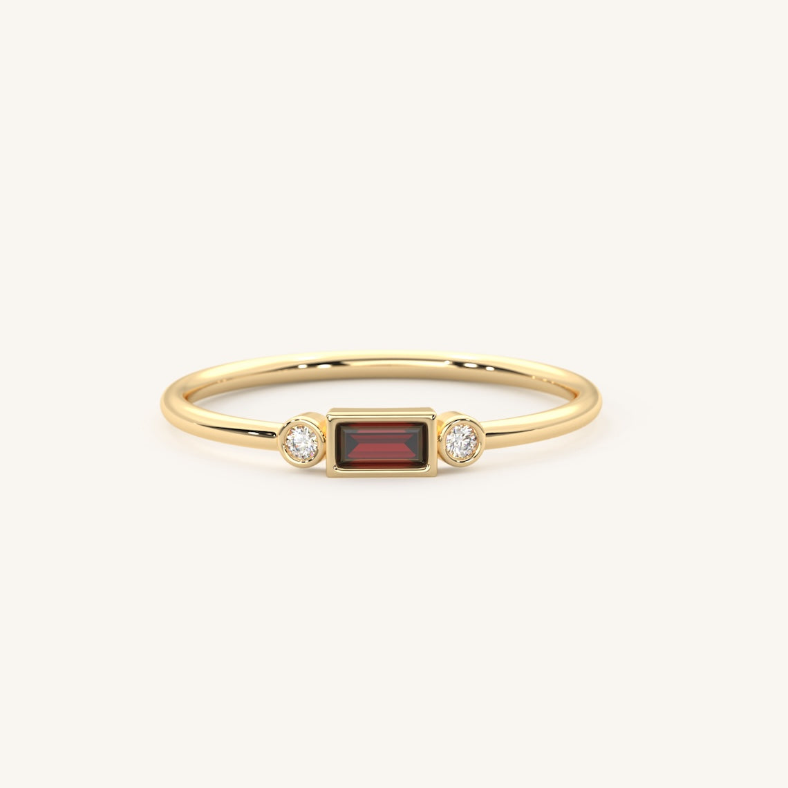 Baguette Cut Birthstone Ring 14k Gold