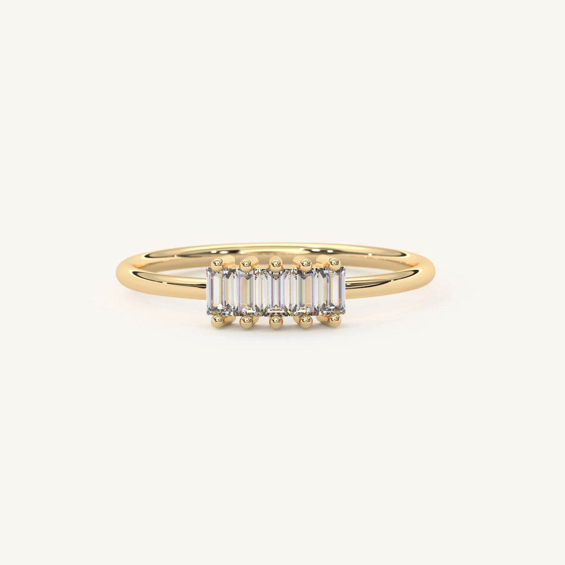 Elegant Baguette Cut Diamond Engagement Rıng 14k Gold