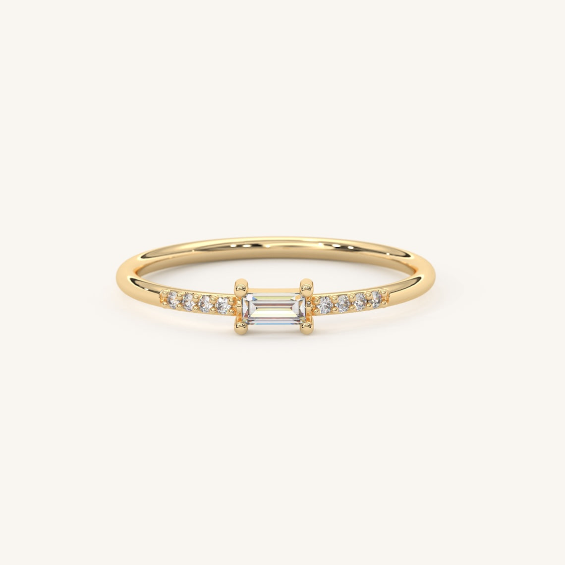 Baguette Diamond Engagement Ring 14k Gold