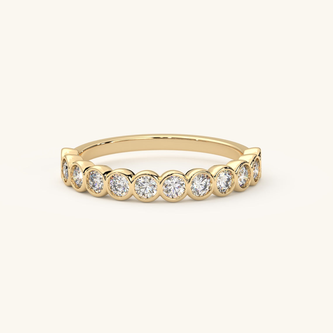 14k Gold Bezel Set Diamond Half Eternity Ring