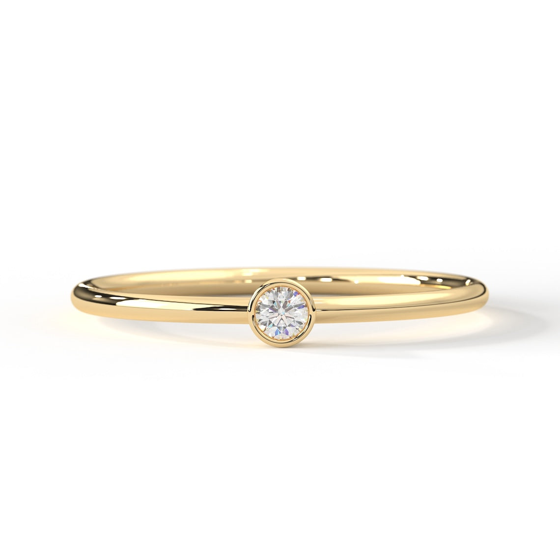 Bezel Set Solitaire Engagement Ring 14k Gold