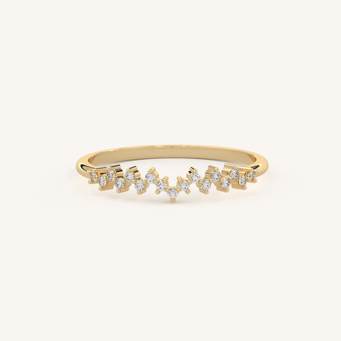 Diamond Cluster Ring Pave Wedding Band 14K Gold, Selene