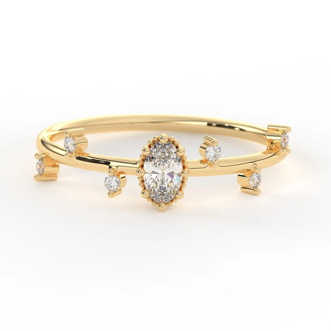 Floating Diamond Cluster Ring 14k Gold