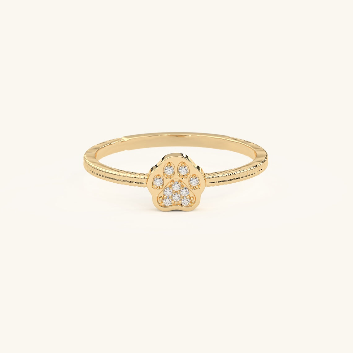 14k Gold Paw Diamond Ring