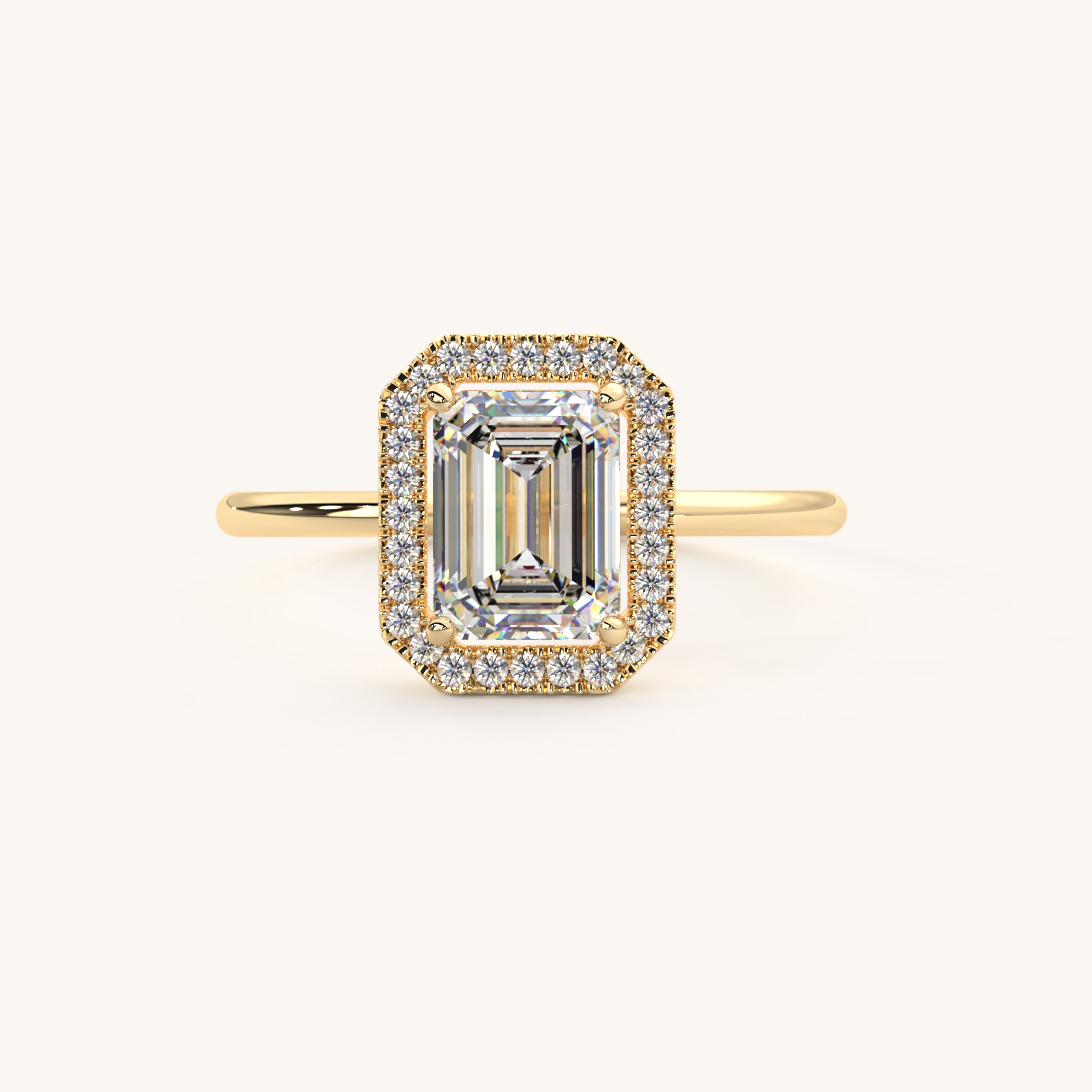 Emerald Cut Diamond Halo Ring 14k Gold