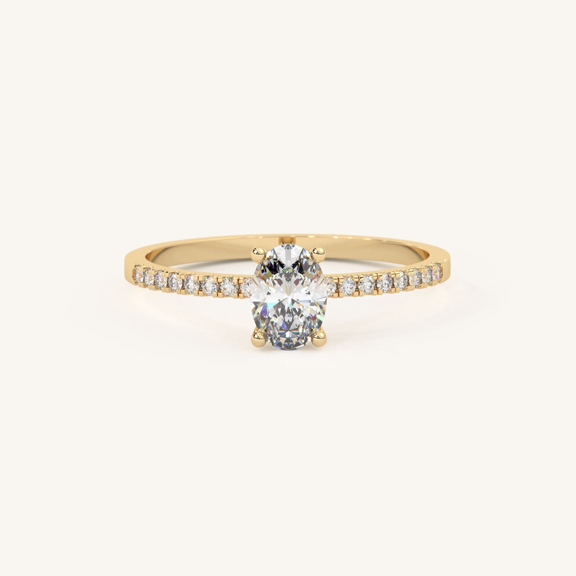 14k Gold Oval Cut Diamond Ring, Isis