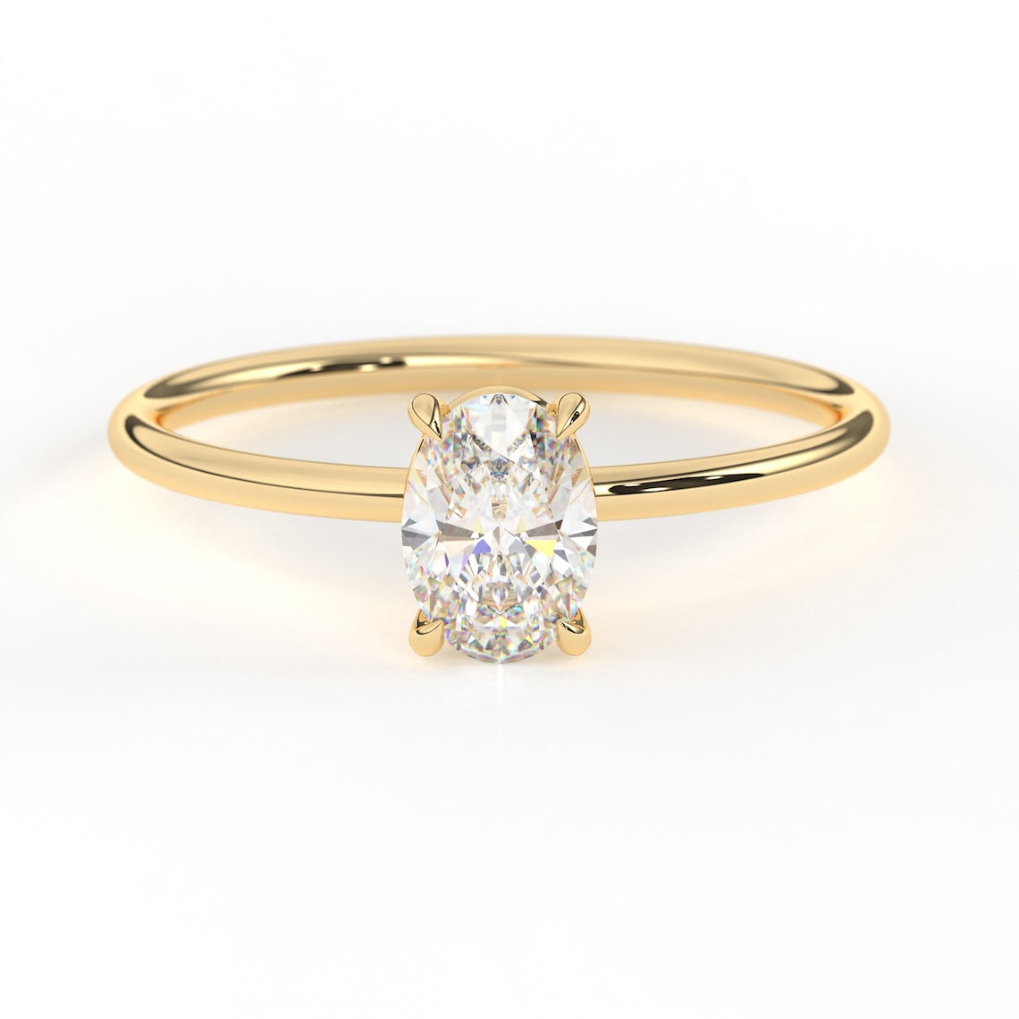 14 K Gold Oval Cut Solitaire Diamond Ring, Vega