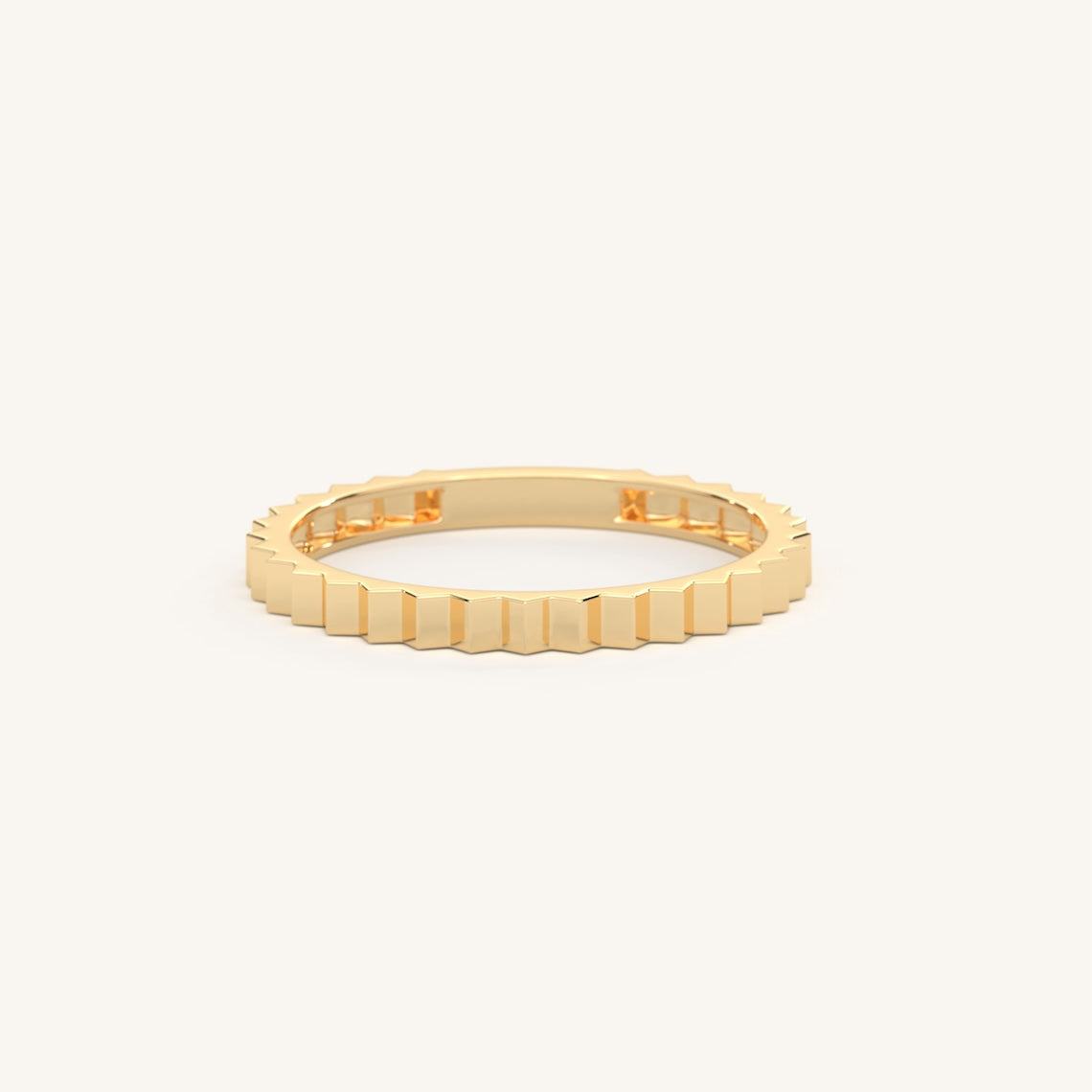 14k Gold Ridged Wedding Band