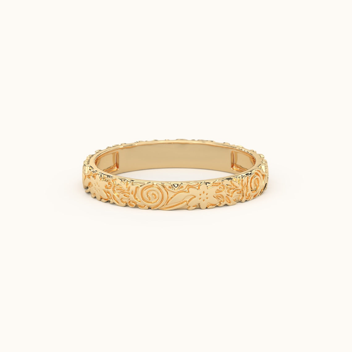 14k Gold Floral Pattern Ring