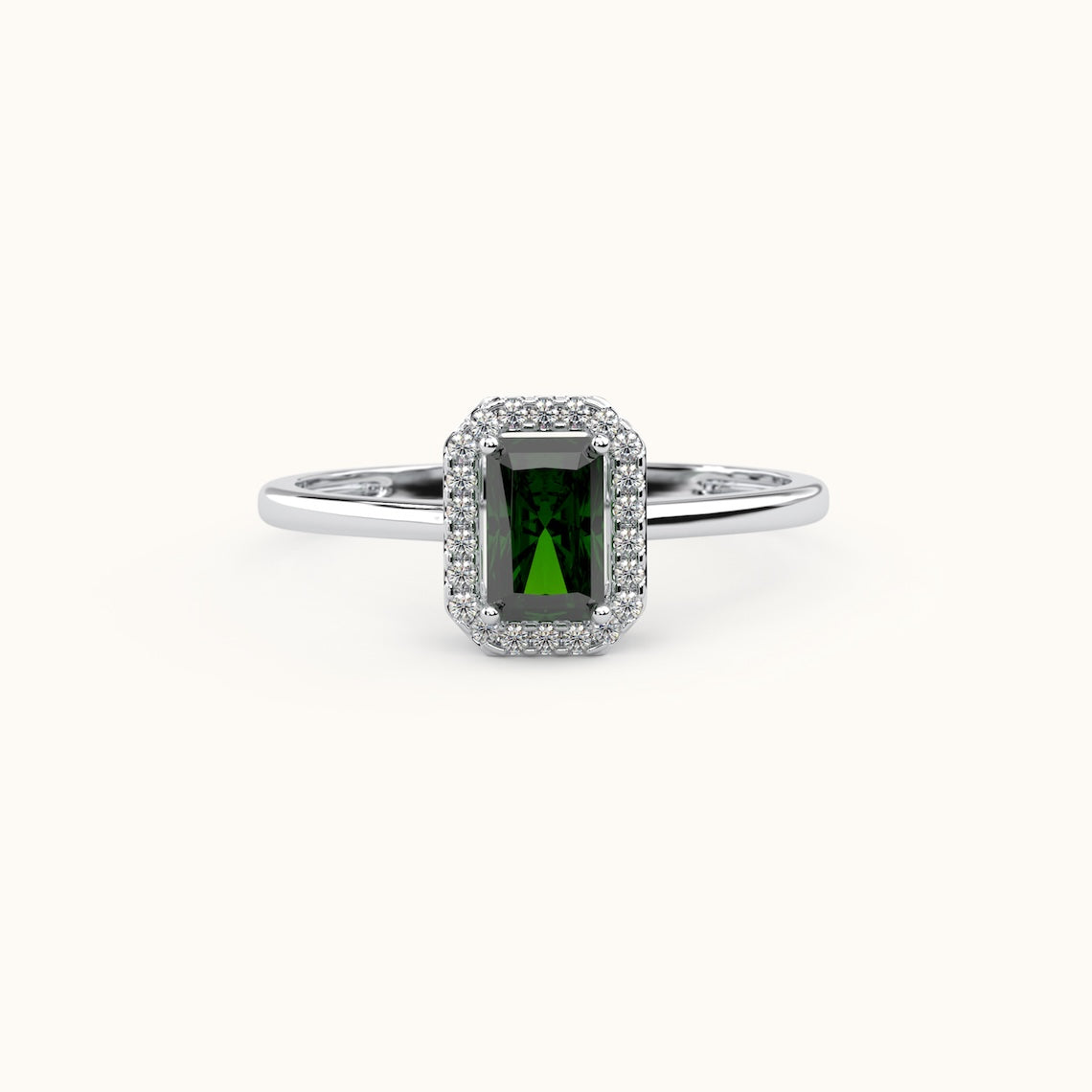 Emerald Cut Halo Ring 14k Gold