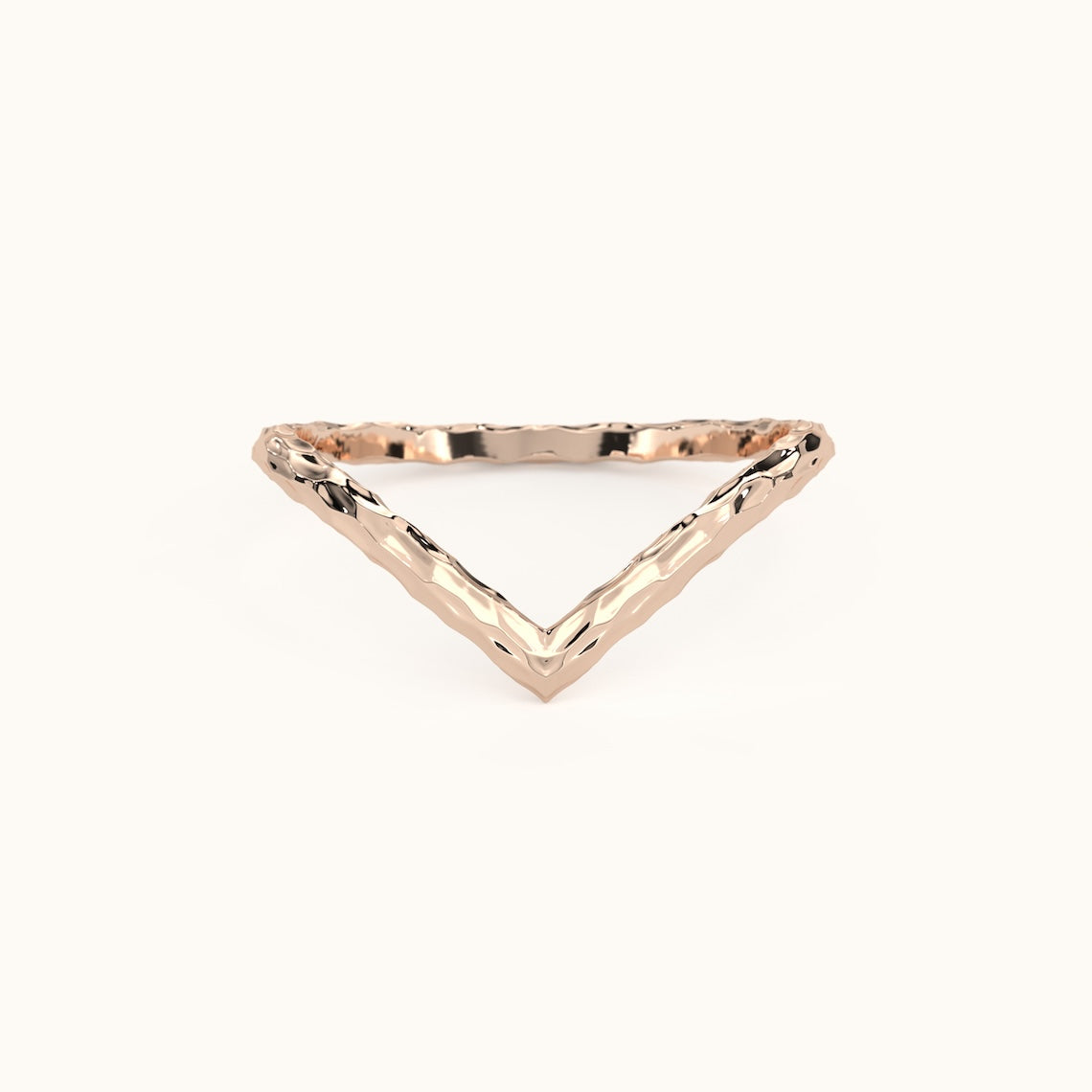 Hammered Chevron Ring 14k Gold