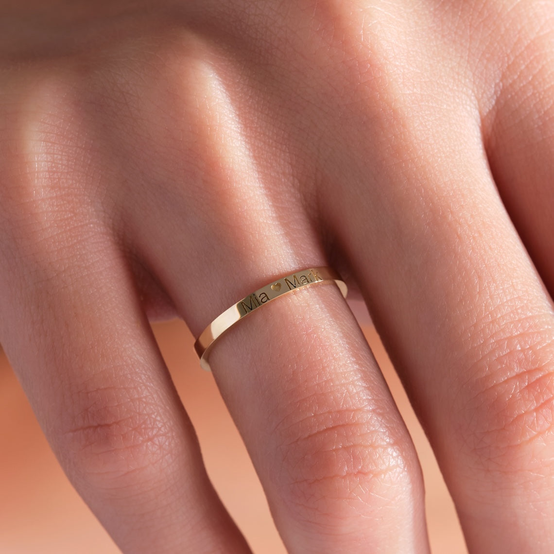 Personalized Stacking Ring 14k Gold