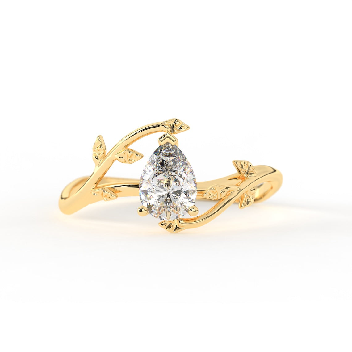 Pear Cut Diamond Ring 14K Gold