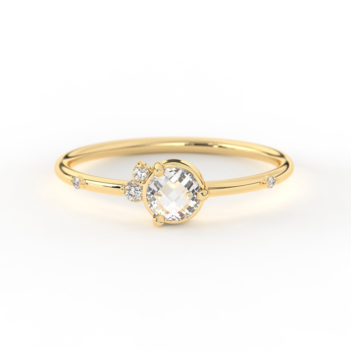 Bubble Diamond Engagement Ring 14k Gold