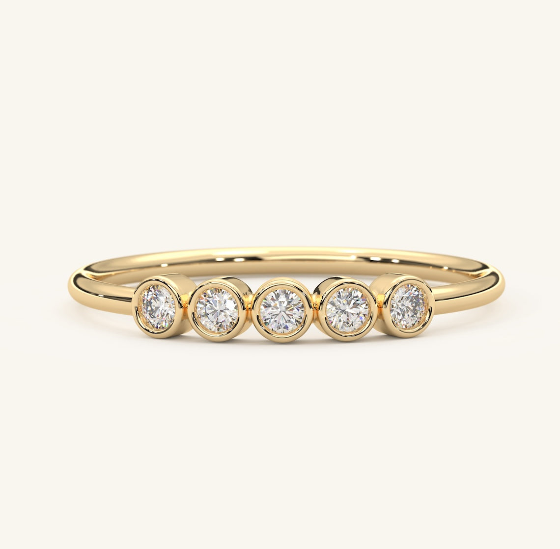 Bezel Set Diamond Ring 14k Gold