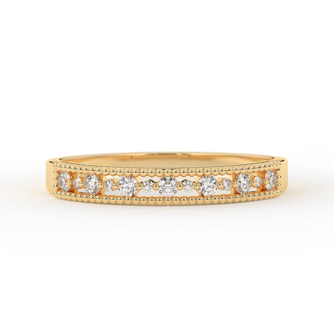 Vintage Style Diamond Wedding Ring 14k Gold