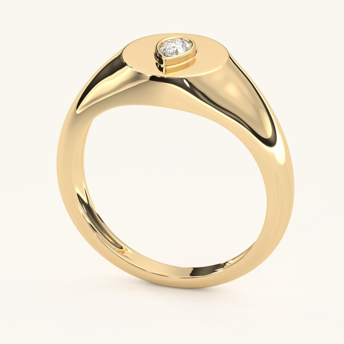 Pear Diamond Signet Ring 14K Gold