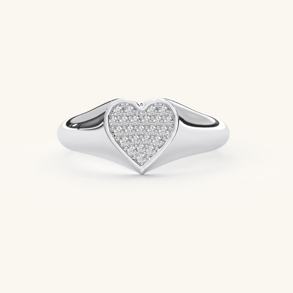 Heart Signet Ring with Diamond 14k Gold