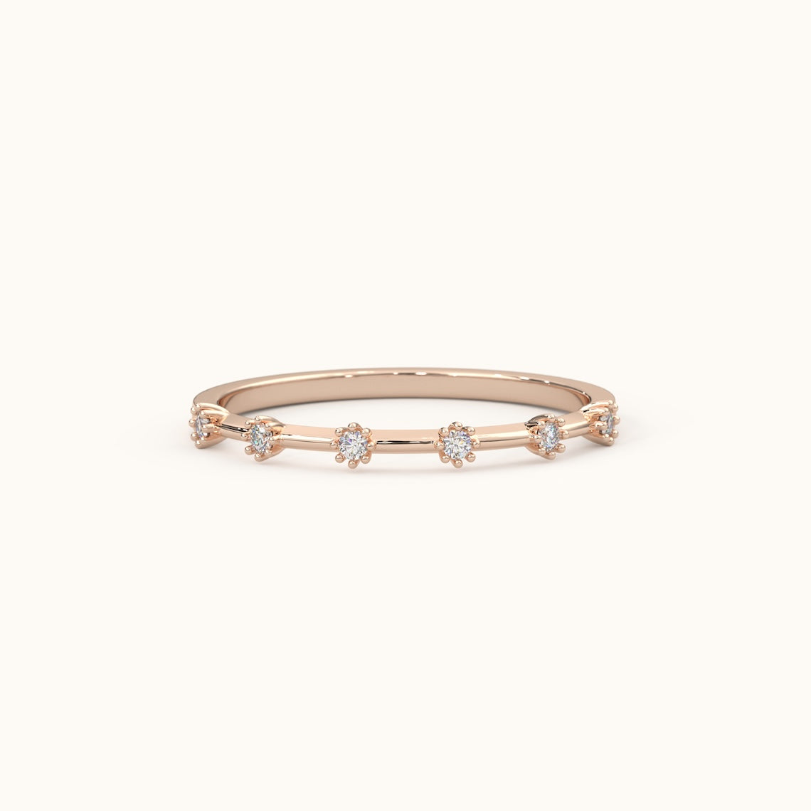 Floating Diamond Stacking Ring 14k Gold