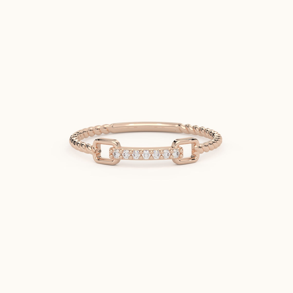 Diamond Twisted Belt Ring 14k Gold