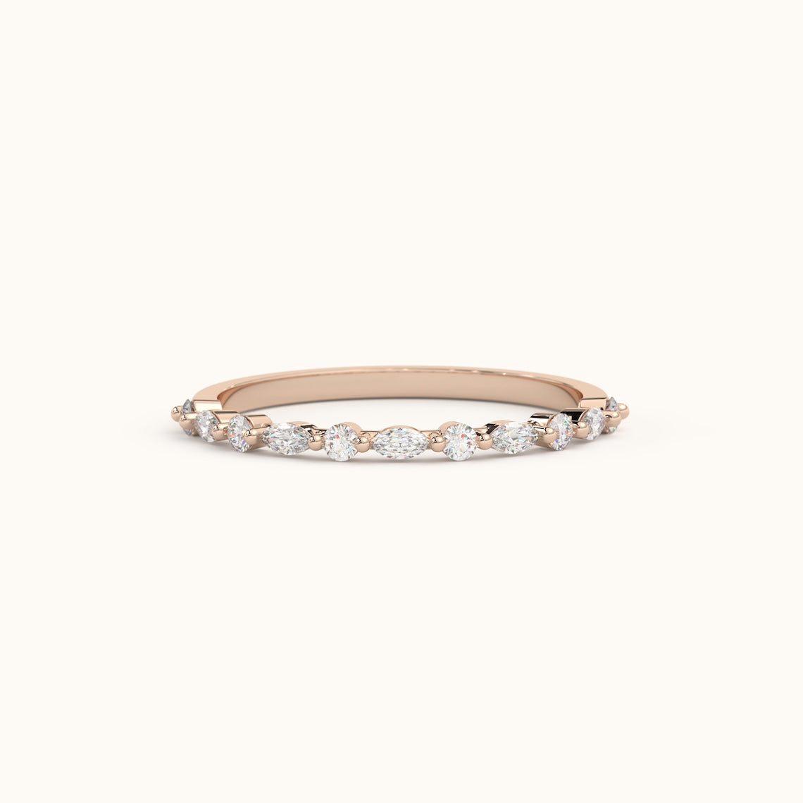 Minimalist Diamond Wedding Band 14k Gold