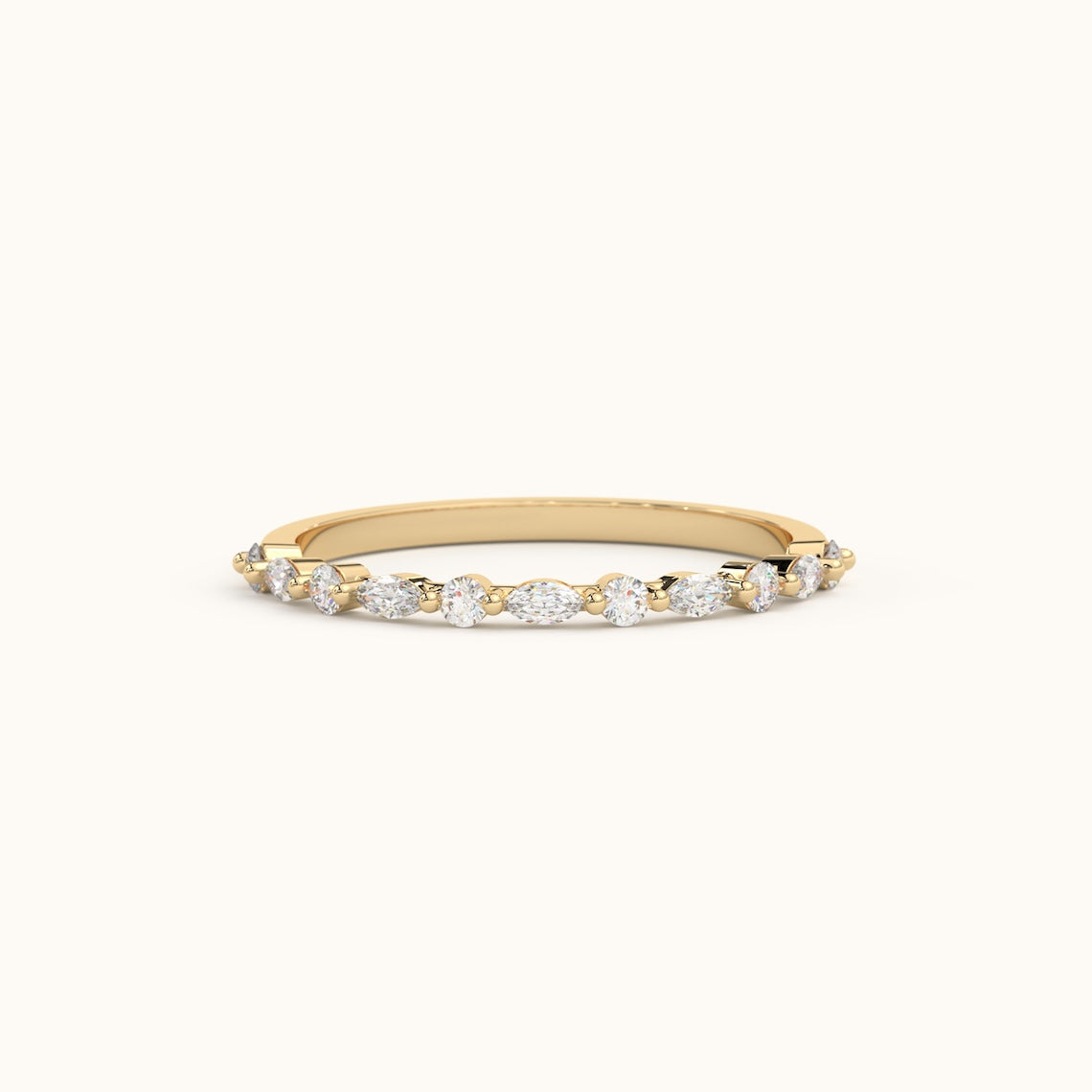 Minimalist Diamond Wedding Band 14k Gold