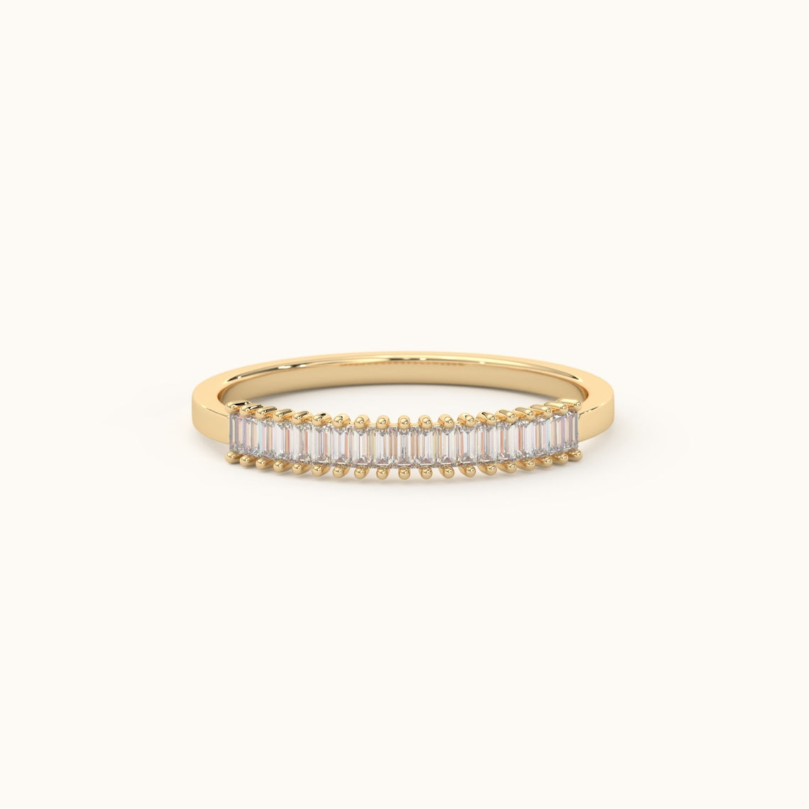 14k Gold Half Eternity Baguette Cut Ring