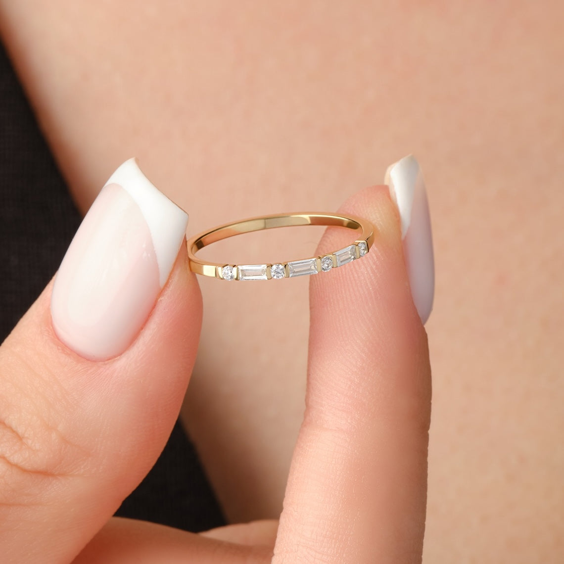 14k Gold Baguette Diamond Wedding Ring