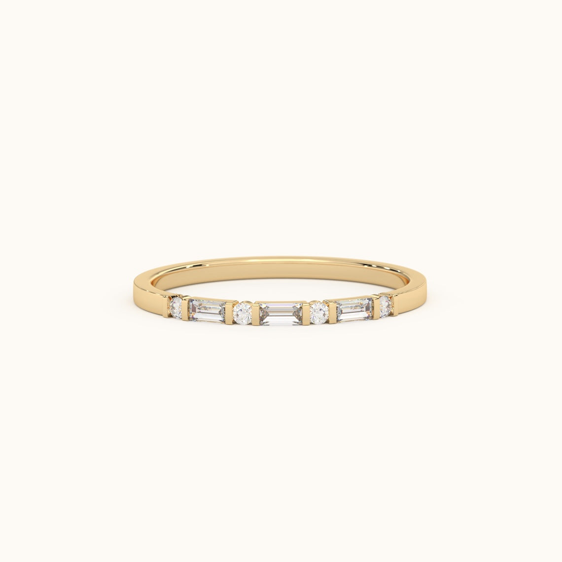 14k Gold Baguette Diamond Wedding Ring