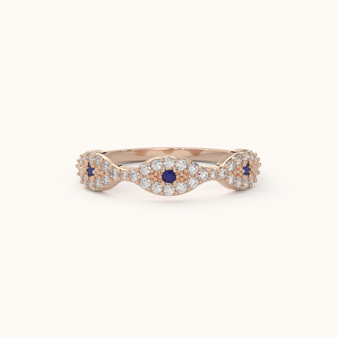 Half Eternity Evil Eye Ring 14k Gold