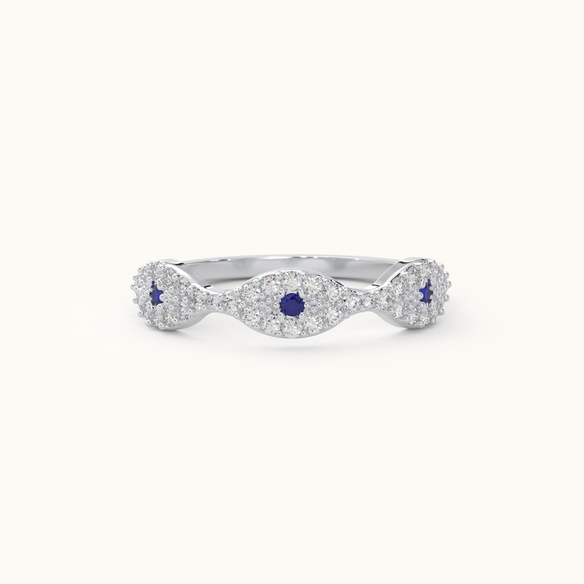 Half Eternity Evil Eye Ring 14k Gold